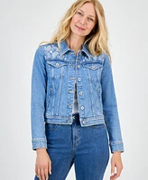 Style & Co Women's Embroidered Denim Jacket, Exclusively at Macy's