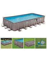 Summer Waves 24ft x 12ft x 52in Rectangle Above Ground Frame Swimming Pool Set