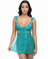 Oh La Cheri Women's Farah Lace Sheer Babydoll