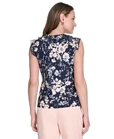 Tommy Hilfiger Women's Floral-Print Ruffle V-Neck Top