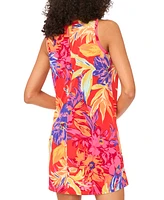 Msk Petite Printed Round-Neck Sleeveless Shift Dress