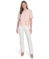 Tommy Hilfiger Women's Dot-Print Tie-Waist Short-Sleeve Top