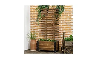 Rustic Wooden Flower Shelf with Integrated Planter Space