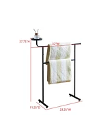 Kings Brand Furniture Valet Clothes Stand with Storage Tray, Towel Rack, Blanket Drying Holder for Bedroom