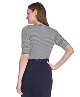 Tommy Hilfiger Women's Striped Puff-Sleeve Top