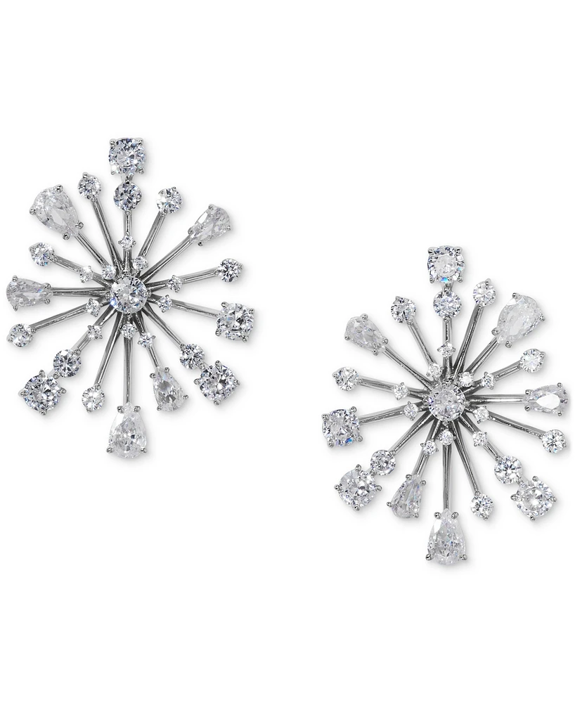 Eliot Danori Silver-Tone Cubic Zirconia Sunburst Stud Earrings, Exclusively at Macy's