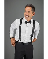 Trafalgar Men's Sutton Solid Color Silk Brace and Bow Tie Combo