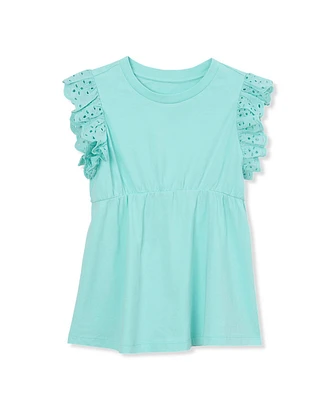 Lands' End Girls Short Sleeve Peplum Top