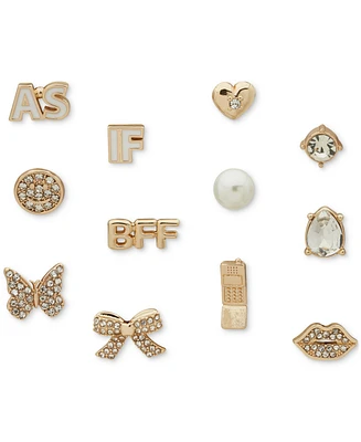 Clueless Gold-Tone 12-Pc. Set Mixed Stone Single Stud Earrings