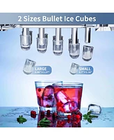 Zafro Ice Maker Countertop, 26Lbs/24H, 2 Sizes Bullet Ice Cubes with Handle, 9 Cubes in 6 Mins, Portable Ice Machine with Self-Cleaning, for Office/Do