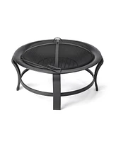 Steel Round Wood Burning Fire Pit for Outdoor Gatherings