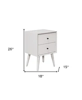 Mid-Century Modern Wood Nightstand with 2 Drawers for Bedroom Storage
