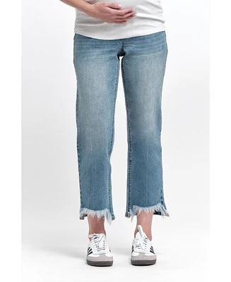 1822 Denim Maternity Over the Bump Frayed Ankle Straight Leg Jean