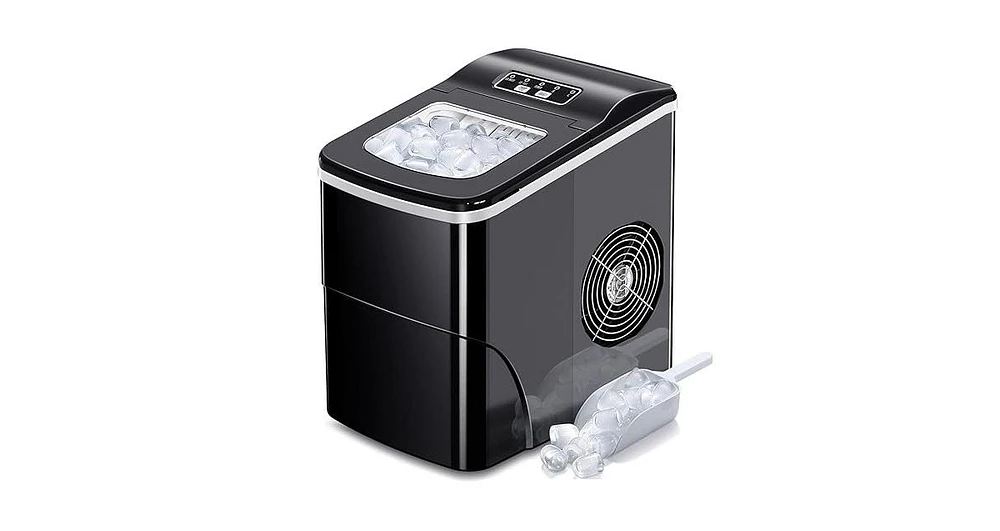 Zafro ice maker can produce 26 pounds of ice per day and can make nine bullet ice cubes in just six minutes. It is available in two ice cube sizes and