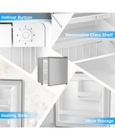 Zafro Compact Mini Fridge with Freezer, 1.4 Cu. Ft, Reversible Door, Removable Glass Shelf, Defrost Function, Perfect for Bedroom, Office, Garage, or