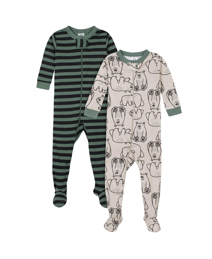 Gerber Toddler Boys 2-Pack Snug Fit Footed Cotton Pajamas