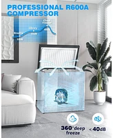 Zafro 7.0 Cu.Ft Chest Freezer with Removable Basket and Bottom Defrost Water Drain Freestanding Top Open Door, Deep Freezer, Mini Adjusta