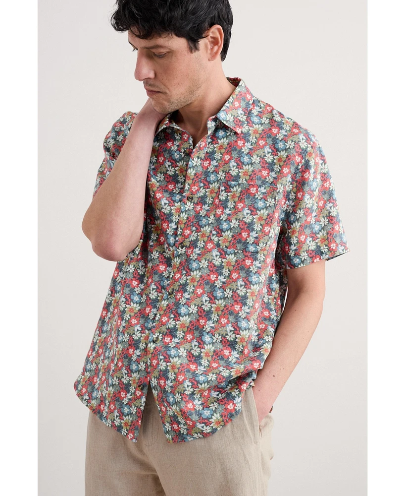 Seasalt Cornwall Men's Blue Heron Short Sleeve Shirt