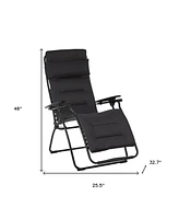 Foldable Steel Frame Zero Gravity Chair with Cushion for Outdoor Lounging