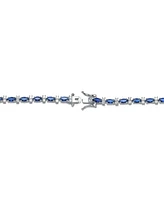 Sterling Silver White Gold Plated Colored Marquise Cubic Zirconia Tennis Bracelet