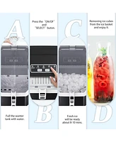 Zafro Portable Ice Maker, 26.5 lbs/day, Self-Cleaning, 9 Cubes 6-9 mins, Double Handle, 2 Sizes Bullet Ice, Includes Scoop & Basket, Perfect fo