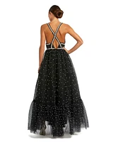 Mac Duggal Women's Pearl Beaded High Low Gown