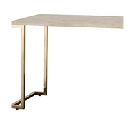 Faux Marble Coffee Table with Iron Sled Base – Elegant and Sturdy
