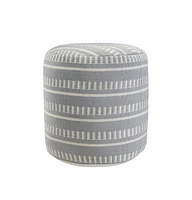 Striped Round Polyester Pouf Ottoman for Patio and Home Decor