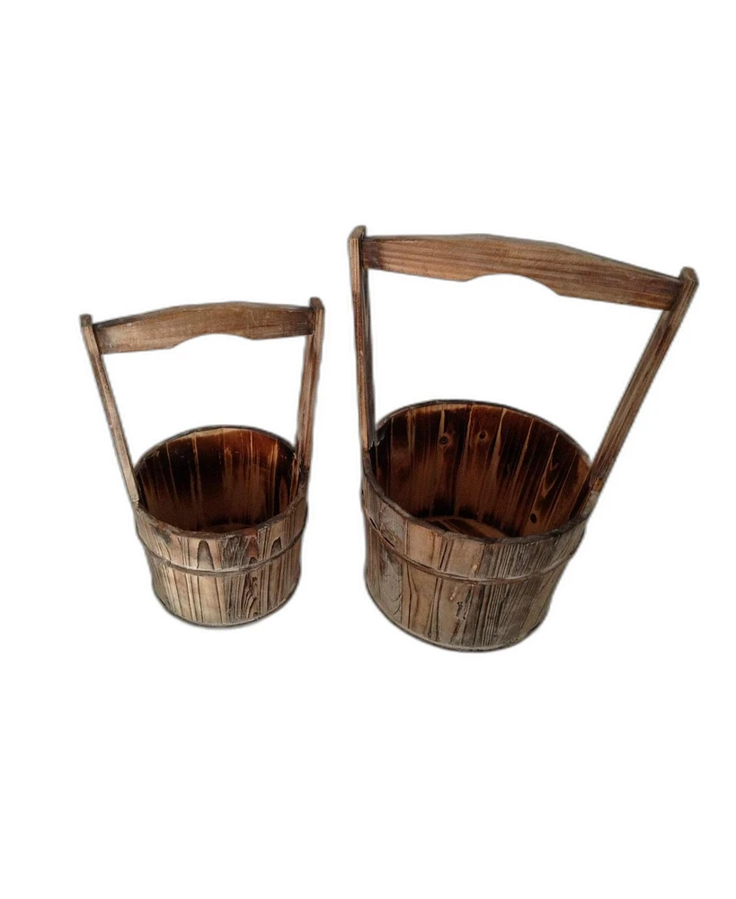 Wood Garden Planter Set – 2 Pieces for Outdoor Landscaping