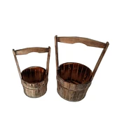 Wood Garden Planter Set – 2 Pieces for Outdoor Landscaping