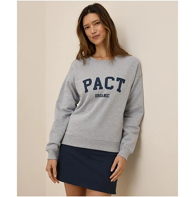 Pact Women's Organic Cotton Cloud Brushed Fleece Graphic Crew Sweatshirt