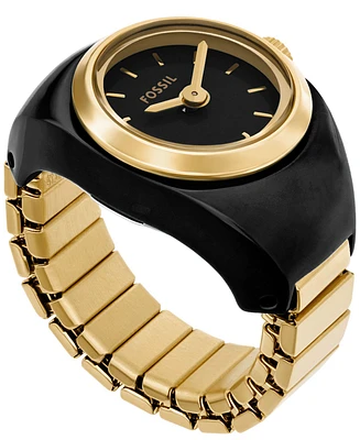 Fossil Women's Two-Hand Gold-Tone Stainless Steel Ring Watch, 15mm