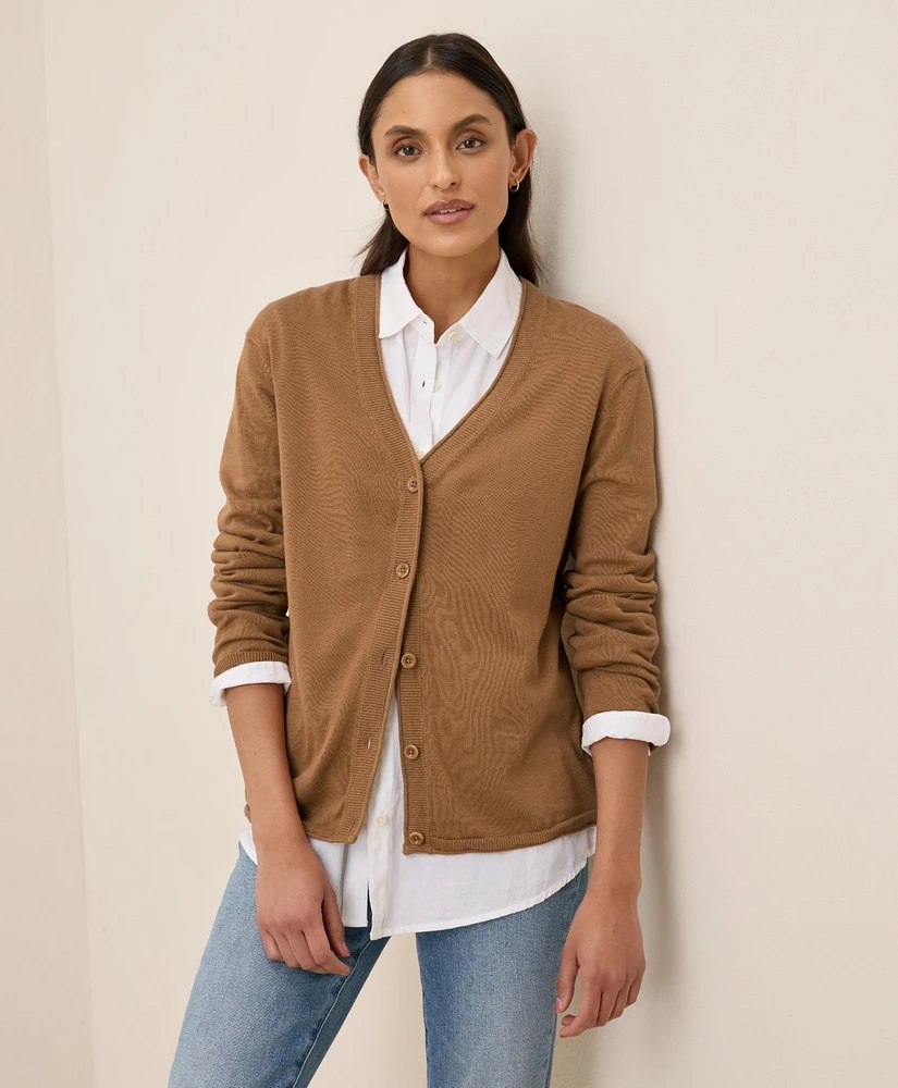 Pact Women's Organic Cotton Classic Fine Knit V-Neck Cardigan