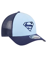 New Era Men's Light Blue Superman Tonal 9FORTY Adjustable Trucker Hat