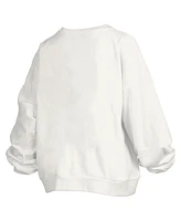 Pressbox Women's White Michigan Wolverines Janise Arch Over Logo Waist Length Oversized Pullover Sweatshirt