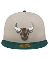 New Era Men's Natural/Hunter Green Chicago Bulls Lifestyle Tree Bark 59FIFTY Fitted Hat