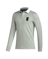 Adidas Men's 2023 Player Gray Sporting Kansas City Travel Long Sleeve Polo Shirt