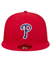 New Era Men's Red Philadelphia Phillies Checkered Under visor 59FIFTY Hat