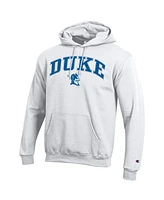 Champion Men's White Duke Blue Devils Arch Over Logo Pullover Hoodie