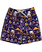 Wes & Willy Big Boys and Girls Purple Lsu Tigers Luau Swim Trunks