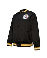 Mitchell & Ness Men's Black Pittsburgh Steelers Double Down Satin Full-Snap Jacket