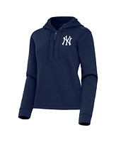 Antigua Women's Navy New York Yankees Contemporary Quarter-Zip Hoodie