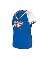 New Era Women's Royal York Mets Gameday Raglan V-Neck T-Shirt