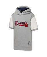 Outerstuff Big Boys and Girls Heather Gray Atlanta Braves Line Up Short Sleeve Pullover Hoodie