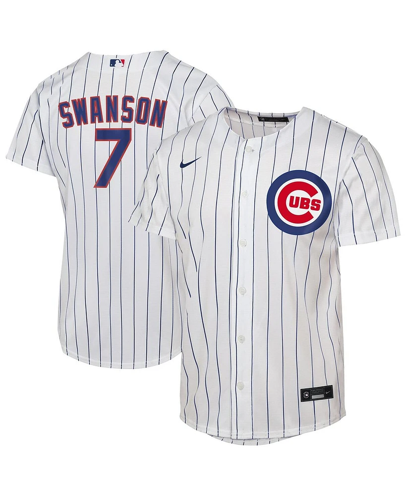 Nike Big Boys and Girls White Dansby Swanson Chicago Cubs Home Replica Player Jersey