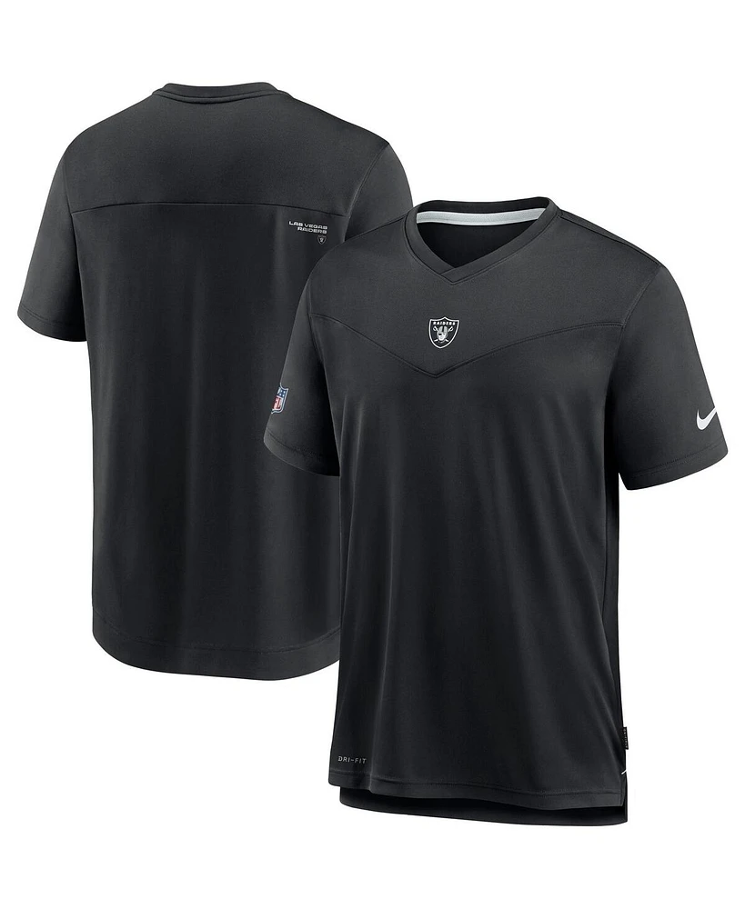 Nike Men's Black Las Vegas Raiders Sideline Coaches Performance V-Neck T-Shirt