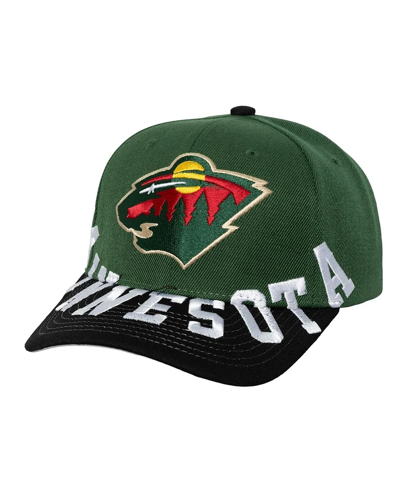 Mitchell & Ness Men's Green/Black Minnesota Wild Under Arch Two-Tone Pro Crown Snapback Hat