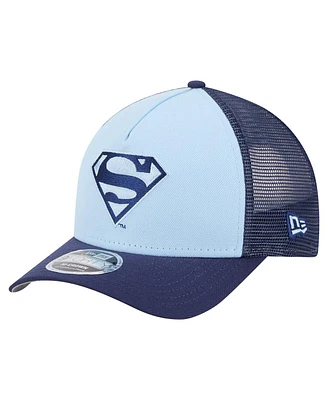 New Era Men's Light Blue Superman Tonal 9FORTY Adjustable Trucker Hat