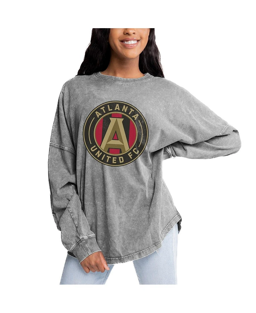 Gameday Couture Women's Gray Atlanta United Fc Faded Wash Pullover Sweatshirt