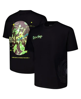 Freeze Max Men's Black Rick And Morty Art Science Loose Fit T-Shirt
